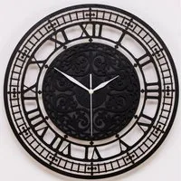 ORNAMENTI Wanduhr Große Wanduhr, holz, vintage, weiss und schwarz, ohne ticken, lautlos