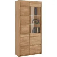 OTTO home Vitrine SILBEKORG B/T/H: 90/35/190cm, Fronten & Leisten aus Massivholz 10 Fächer, variable Einlegeboden aus Glas&Melamin, Korpus aus Melamin