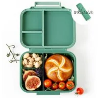 LEKKABOX Lunchbox Mini Kinder Bentobox, 3 Fächer - Brotdose Vesperdose Brotbüchse, Für feuchte Lebensmittel auslaufsicher, inkl. extra Trenner