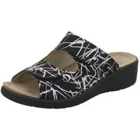 AFS-Schuhe 2783297 Hallux Wechselfußbett Pantolette für Damen mit Keilabsatz, bequeme Sandalen aus Leder