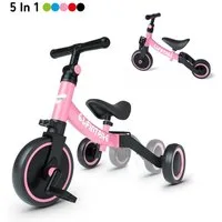 besrey Dreirad Kinderdreirad 5-in-1 Laufrad Lauffahrrad Geschenk für Kinder, Das Design ohne Kanten und Ecken, Sicherheit &Robuster Stahlrahmen