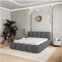 Masseno Polsterbett FALINA 140x200 cm grau (mit Bettkasten und Lattenrost)