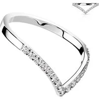 Taffstyle Fingerring Damen Shevron Ring mit kleinen Kristallen Silber Größe 58 (18.5) (Geschenke für Frauen zum Geburtstag Muttertag Valentinstag Weihnachten), Wunderschöner Verlobungsring Damen Band Ring Damenring Bandring