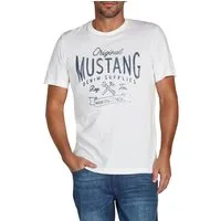 MUSTANG T-Shirt Herren Printshirt Regular Fit (1-tlg) Kurzarm Tee Shirt mit Rundhalsausschnitt aus 100% Baumwolle