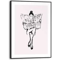 Reinders! Poster Frau liest Zeitung, Toilette - Beige - MDF - Frauen - 30x40 cm