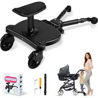 TWUFY Buggyboard Buggy Board mit Sitz, Trittbrett für Kinderwagen Universal (Buggy Board für Alle Kinderwagen, 1-St., mit Kinderwagen Organizer und Aufhängegurt), Kiddy Board für Kinder von 2 bis 6 Jahren (25 KG)