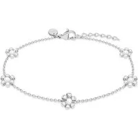 s.Oliver Fußkette Flower, Blumen-Design, mit Kunststoffperle