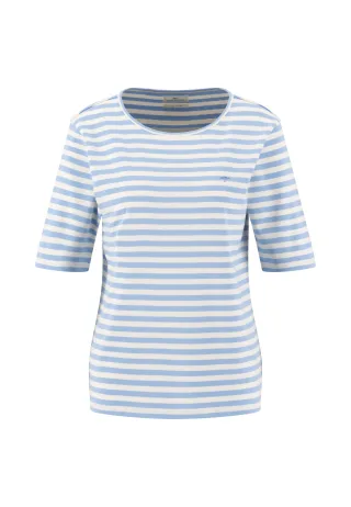 FYNCH-HATTON - T-SHIRT 1X1 RIB STRIPE powder blue - Gr. - M