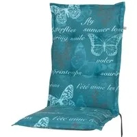 KETTtex Hochlehnerauflage Hochlehner Bali 2388 blau/petrol Schmetterlinge 120x49x8 cm KETTtex, (1 St), Halteband verstellbar mit Bindebändern