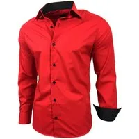 Baxboy Langarmhemd Kentkragen Businesshemd Slim Fit Hemd mit farblich abgesetzten B-444