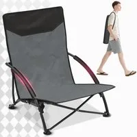 Sekey Klappstuhl Strandliegestuhl Klappbar leicht niedriger Strandstuhl Campingstuhl, mit Niedrigen Stuhlbeinen und bequeme Rückenlehne, bis 140 kg