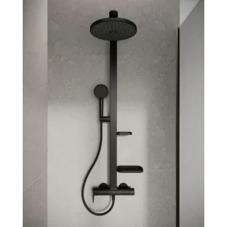 Ideal Standard Alu+ Duschsystem BD584XG mit Brausearmatur, FirmaFlow-Kartusche, 2 Ablagen, Silk Black