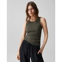 OPUS Tanktop Ilesso aus Baumwolle in schmaler Passform Ärmellos geschnitten für sommerliche Looks
