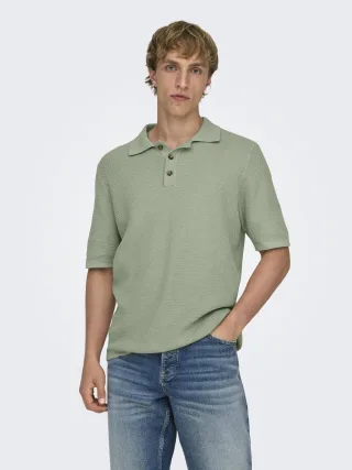 ONLY&SONS - ONSERIC REG 12 STRUC SS POLO KNIT Iceberg Green - Gr. - S