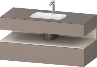 Duravit Qatego Einbauwaschtisch mit Konsolenwaschtischunterbau Basalt Matt 1200x550x600 mm - QA47870 QA4787091430010