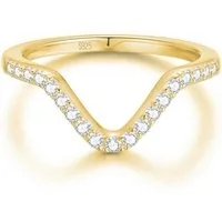 Lisandra Scott Silberring V-Form Ring aus 925 Sterlingsilber mit funkelnden Zirkonia Steinen, stilvoller V-Glanz für jeden Moment