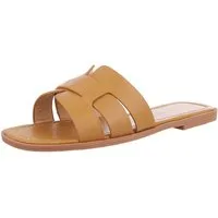 Ital-Design Moderne Sandalen für Freizeit und Sommervergnügen Pantolette (89322875) Blockabsatz Pantoletten in Camel