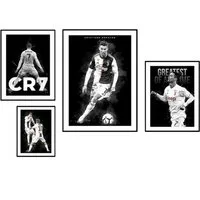 JUSTGOODMOOD Poster Fußball Christiano Ronaldo in Schwarz Weiss Farben als Deko Print ohne, A (1 St)