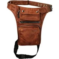 Alpha Speeds Beintasche / Bauchtasche aus weichem Leder Biker & Freizeit – Vintage Braun, 100% weiches/robustes Leder, handgefertigt & mit verstellbarem Gurt