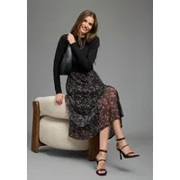 Laura Scott Meshkleid aus elastischer Viskosemischung, figurbetonte Passform, Langarm-Design