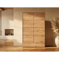 Massivart® Highboard 100 cm Breite Massivholz Wildeiche geölt »SKOV«, 2 Drehtüren · 3 Einlegeboden · 1 Schublade · viel Stauraum
