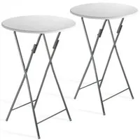 Casaria Stehtisch (2-St), 2x Klappbar 110cm Hoch Rund 60cm Garten Camping Bistrotisch