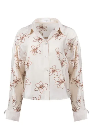 Nukus - Bluse mit Blumenstickerei - Bailey beige - Gr. - S