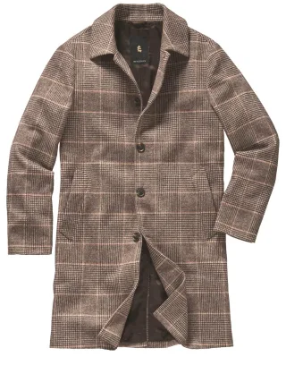 Mey & Edlich Herren Glen-Milano-Mantel Braun 76 % Polyester, 20 % Wolle, 4 % andere Fasern