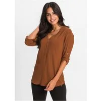 bonprix Longbluse bequeme Passform, verdeckte Knopfleiste, unifarben, mit Brusttasche
