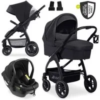 Hauck Kombi-Kinderwagen Saturn R Trio Set - Melange Black, 3in1 Kinderwagen Set mit Babywanne, Babyschale, Sportsitz, Regenschutz