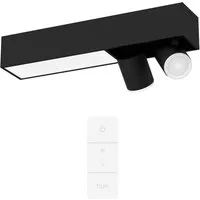 Philips Hue Smarte LED-Leuchte Bundle White & Color Ambiance Centris 2er Spot schwarz, Abschaltautomatik, Bluetooth, CCT - über Fernbedienung, Dimmer, Dimmfunktion, Farbsteuerung, Farbwechsel, Fernbedienung, Infrarot inkl., Leuchtdauer einstellbar, M