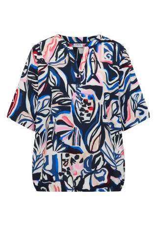 CECIL - Kurzarm Bluse mit Multicolor Print universal blue - Gr. - M
