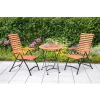 MERXX Garten-Essgruppe Schloßgarten, (Set, 3-tlg), 2 Sessel, klappbar, Tisch Ø/Höhe: 70x74 cm, Eukalyptus geölt