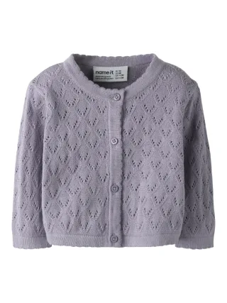 NAME IT - NBFDESINA LS SHORT KNIT CARD Lavender Gray - Gr. - 68