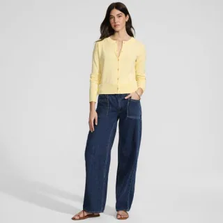 Gerade relaxte Jeans mit Elastikbund in Petite-Größe, Damen, size: petite, Blau, Baumwolle, by Lands' End