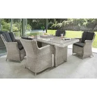 Destiny Garten-Essgruppe LUNA, Polyrattan, 4 Sessel, Tisch 165x90x75 cm, inkl. Auflagen