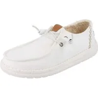 Hey Dude HEY DUDE Wendy Chambray Grid Damen Schlupfsneaker weiß Textil - Slipper Wechselfußbett