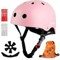 Alsterwell Kinderhelm Kinder Fahrradhelm EN1078 CE Certified, Verstellbarer Kinnriemen, 3D DIY & Reflektierende Aufkleber, Sporthelm für Roller & Inlineskates