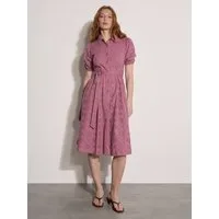 Apricot Spitzenkleid Hemdblusen-Midi-Kleid mit Stickerei