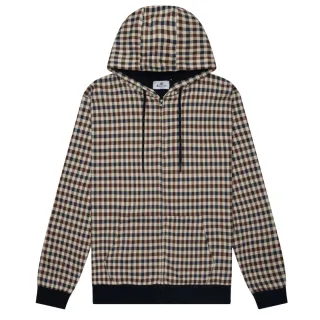 Aquascutum Active Club Check Kapuzenpullover Mit Durchgehendem Reißverschluss, Marineblau