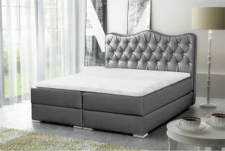 Boxspringbett Schlafzimmerbett SULTAN Kunstleder Hellgrau 120x200cm