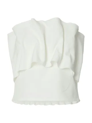 Selected - Bandeau-Top mit Volant-Detail - Slfvinelle weiß - Gr. - 38