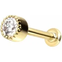 PIERCINGLINE Piercing-Set 14 Karat Gold Labret mit Push Fit MOISSANIT-DISC (Labrets, 1-tlg)