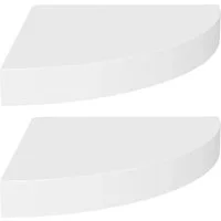 vidaXL Wandregal, Eck-Schweberegale 2 Stk. Weiß 25x25x3,8 cm MDF