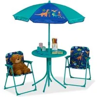 relaxdays Garten-Kindersitzgruppe Camping Kindersitzgruppe mit Schirm, Dino