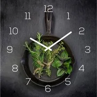 Levandeo® Wanduhr (levandeo Wanduhr Glas 30x30cm Glasuhr Uhr Glasbild Kräuter)