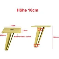 Prima-Online Möbelfuß Metallfüße schräg Schrankfuß Sofafuß H: 10-23cm Schwarz oder Gold
