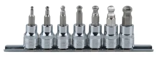 KS Tools 3/8" CHROMEplus Bit-Stecknuss-Satz Innen6kant, Kugelkopf, 7-tlg3-10mm - 918.3772