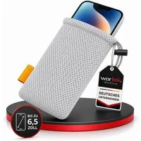 wortek Handyhülle Universal Handytasche Nylon Mesh Tasche Handysocke bis 6,5 Zoll, Netzbeutel mit Kordelzug für Handy, Powerbank, Kopfhörer uvm.