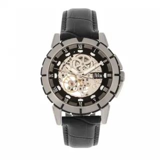Reign Philippe Automatik-Skelettuhr mit Lederarmband